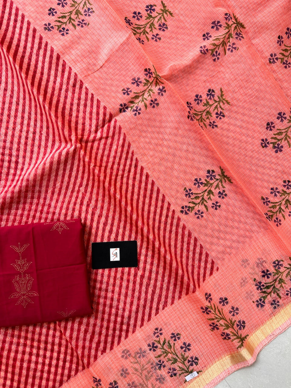 HandBlock Printed Kota Cotton Doria Saree