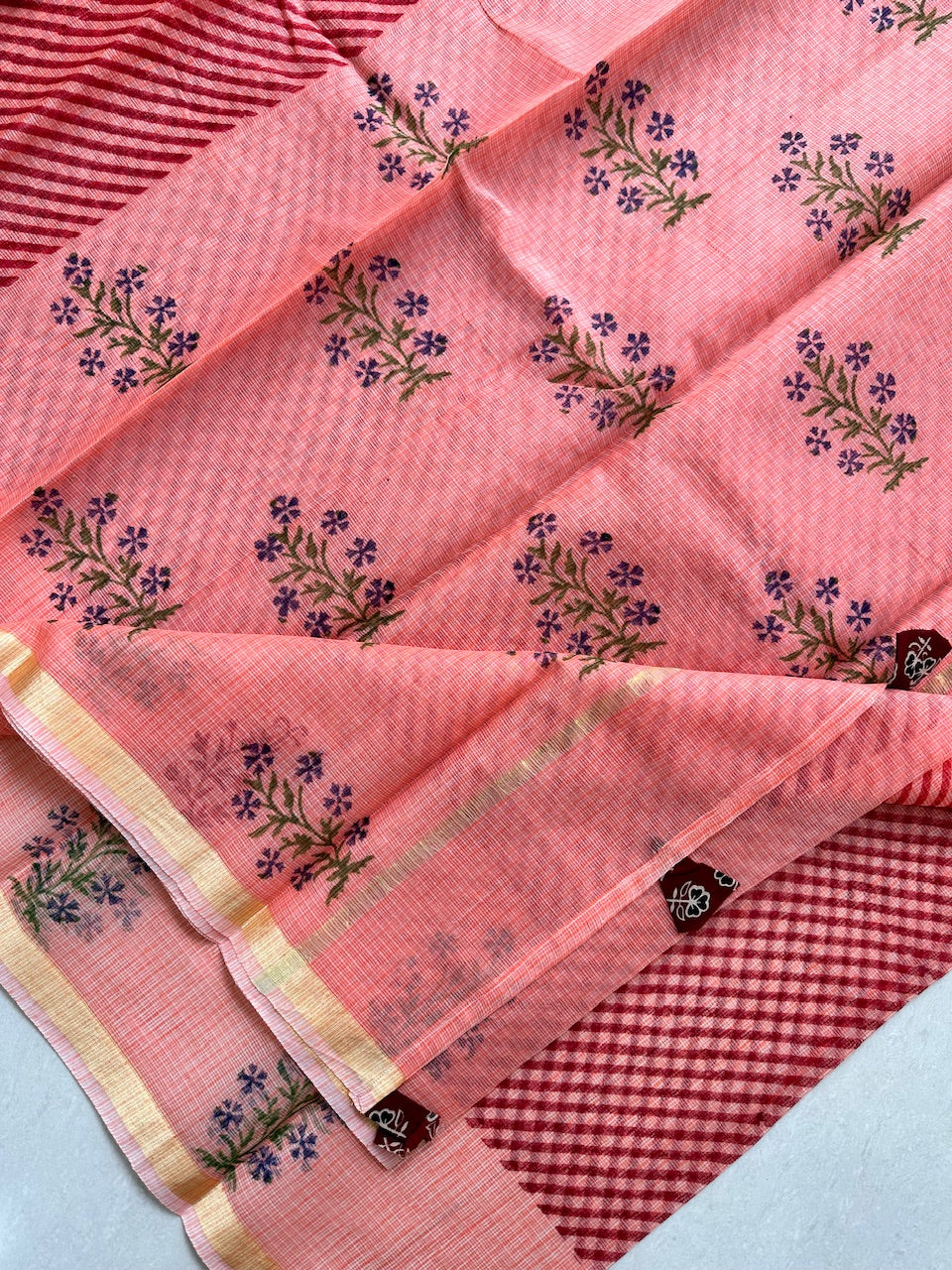 HandBlock Printed Kota Cotton Doria Saree