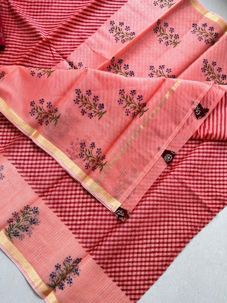 HandBlock Printed Kota Cotton Doria Saree