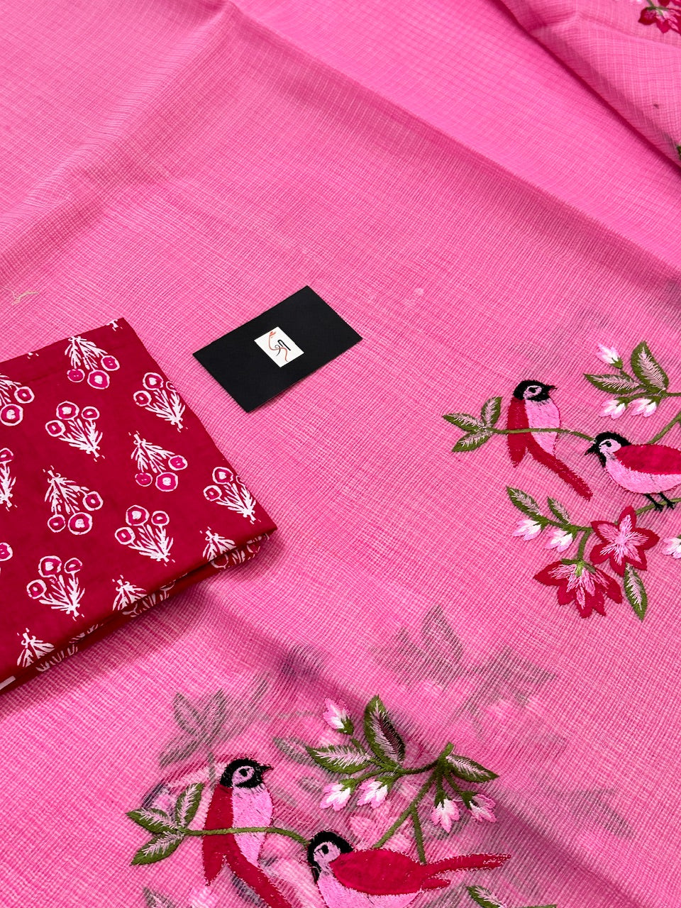 Embroidered Kota Cotton Doria Saree