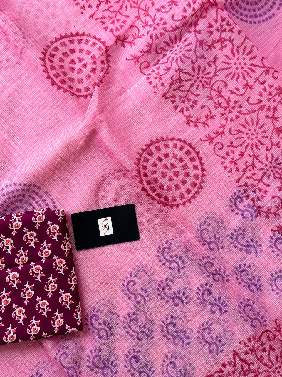 HandBlock Printed Kota Cotton Doria Saree