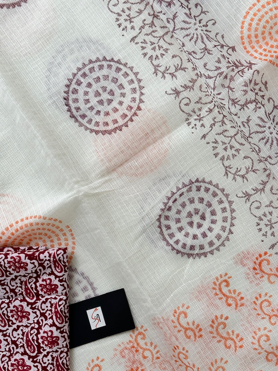 HandBlock Printed Kota Cotton Doria Saree