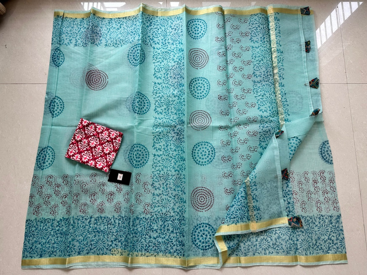 HandBlock Printed Kota Cotton Doria Saree