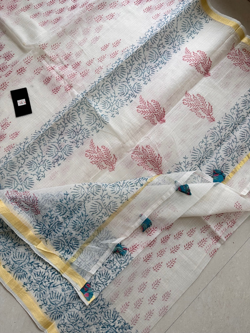 HandBlock Printed Kota Cotton Doria Saree