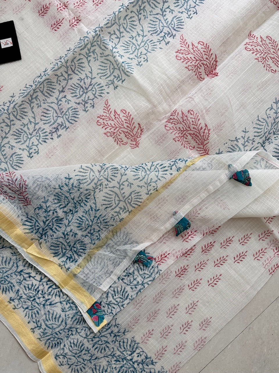 HandBlock Printed Kota Cotton Doria Saree