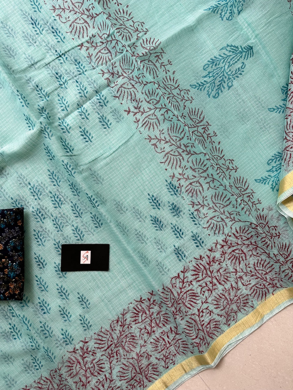 HandBlock Printed Kota Cotton Doria Saree