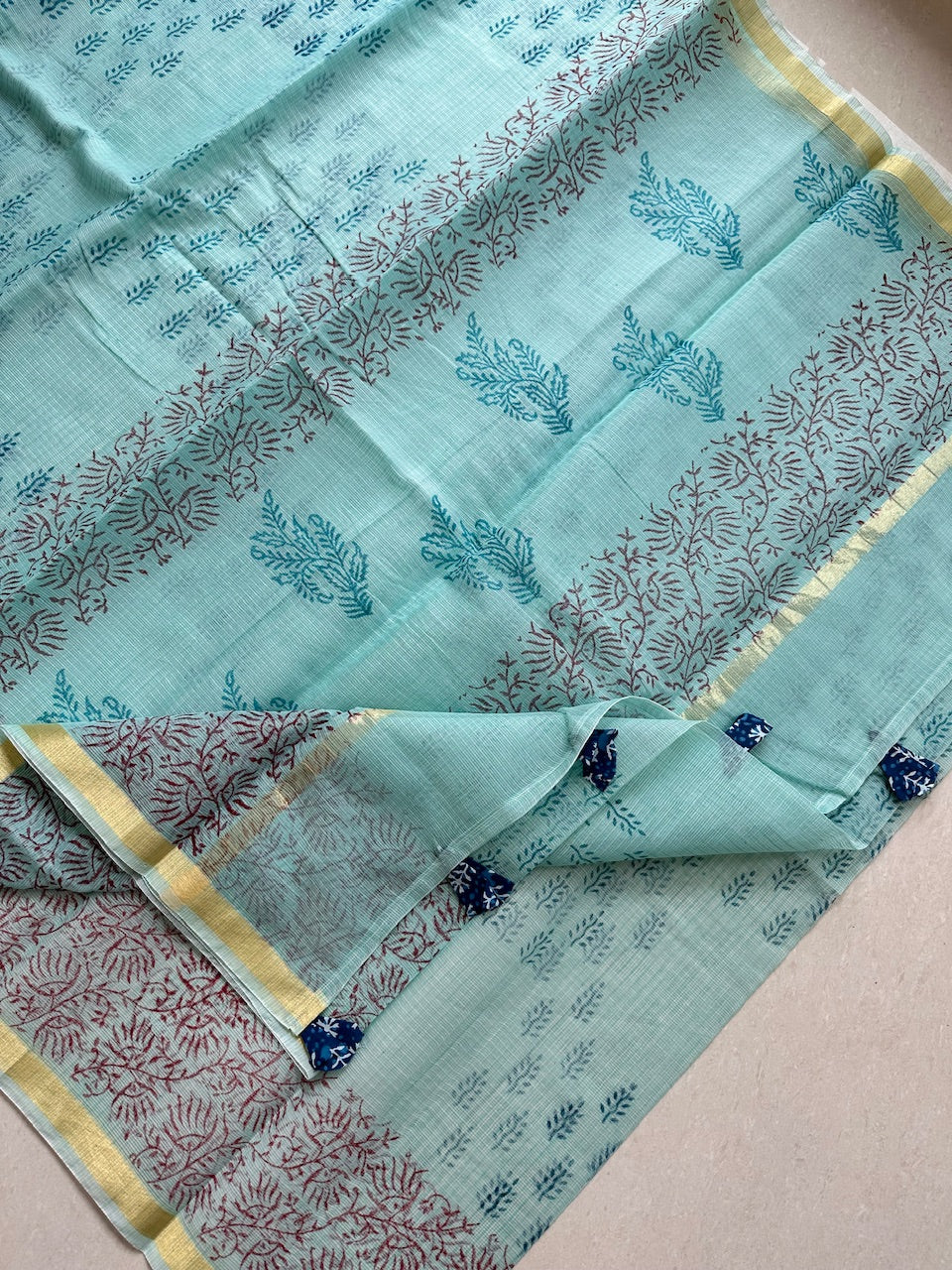 HandBlock Printed Kota Cotton Doria Saree