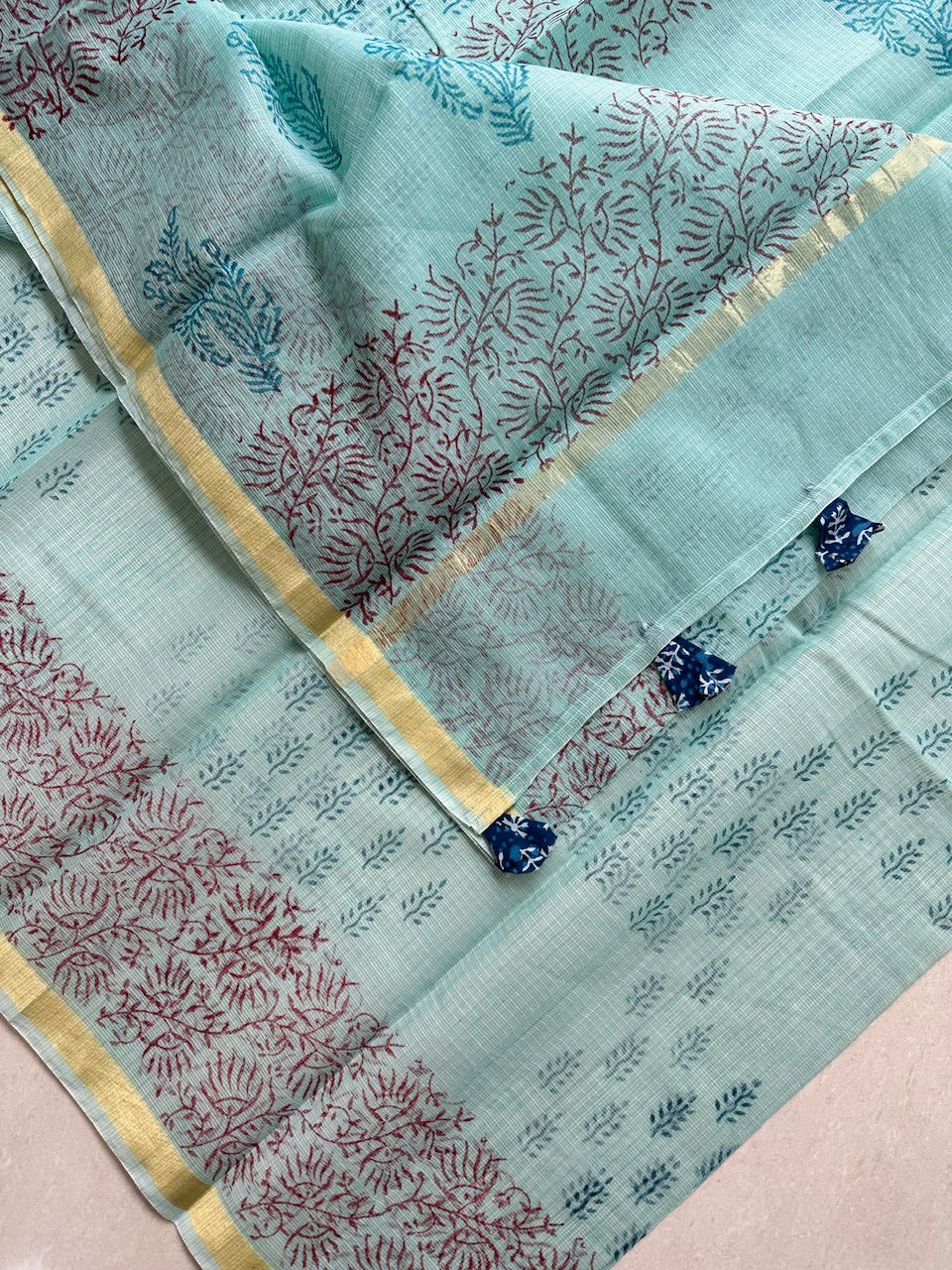 HandBlock Printed Kota Cotton Doria Saree