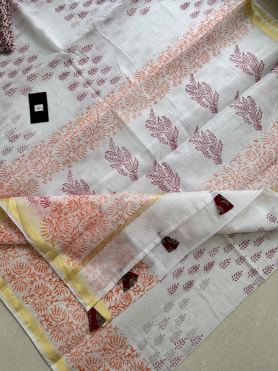 HandBlock Printed Kota Cotton Doria Saree