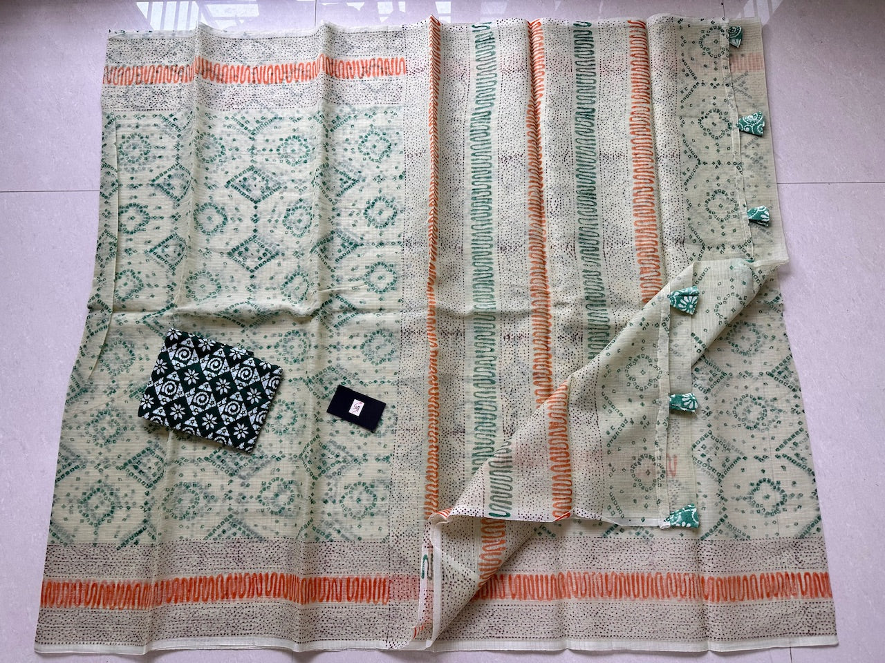 HandBlock Printed Kota Cotton Doria Saree