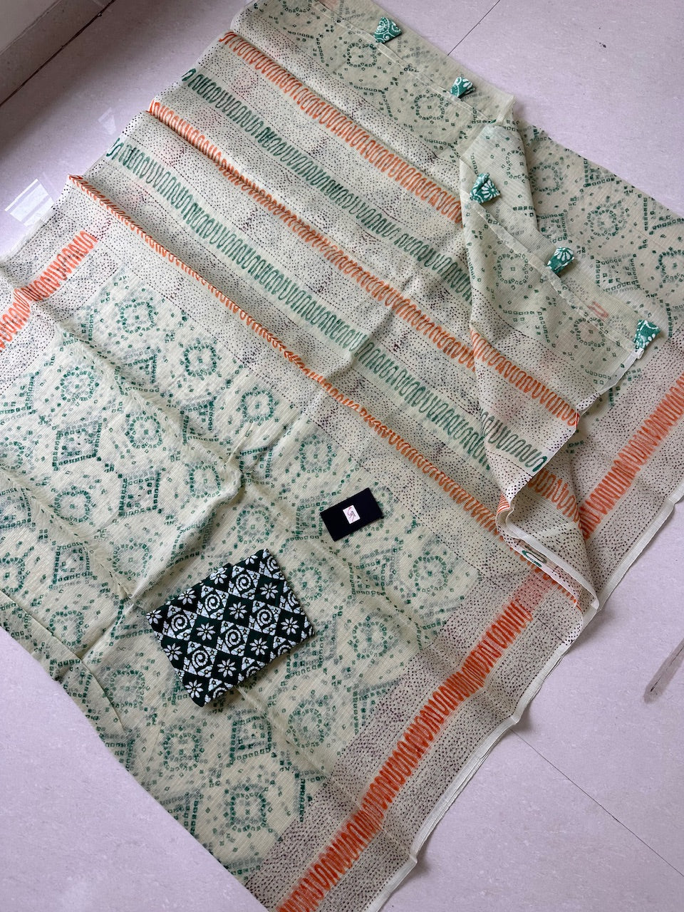 HandBlock Printed Kota Cotton Doria Saree