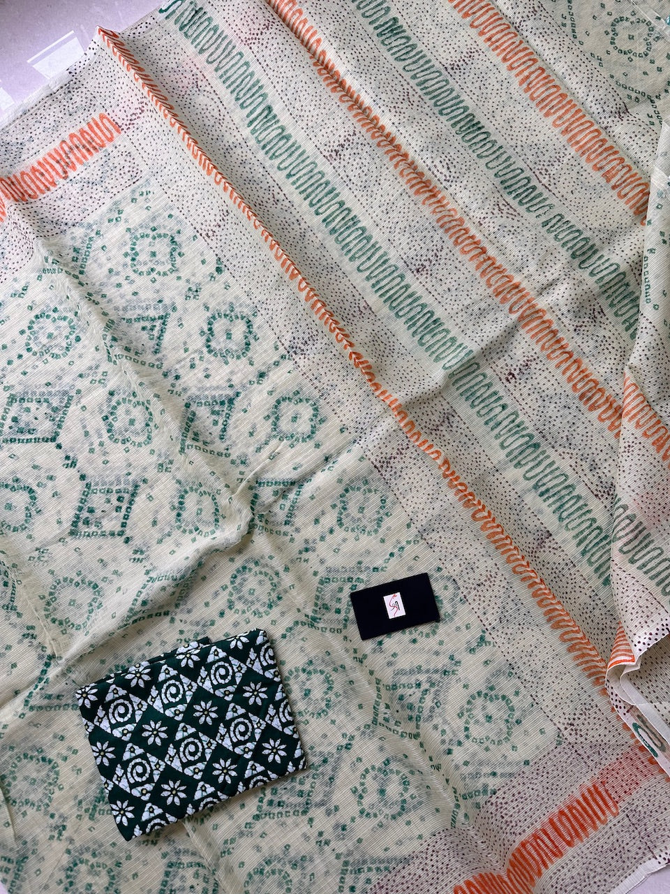 HandBlock Printed Kota Cotton Doria Saree