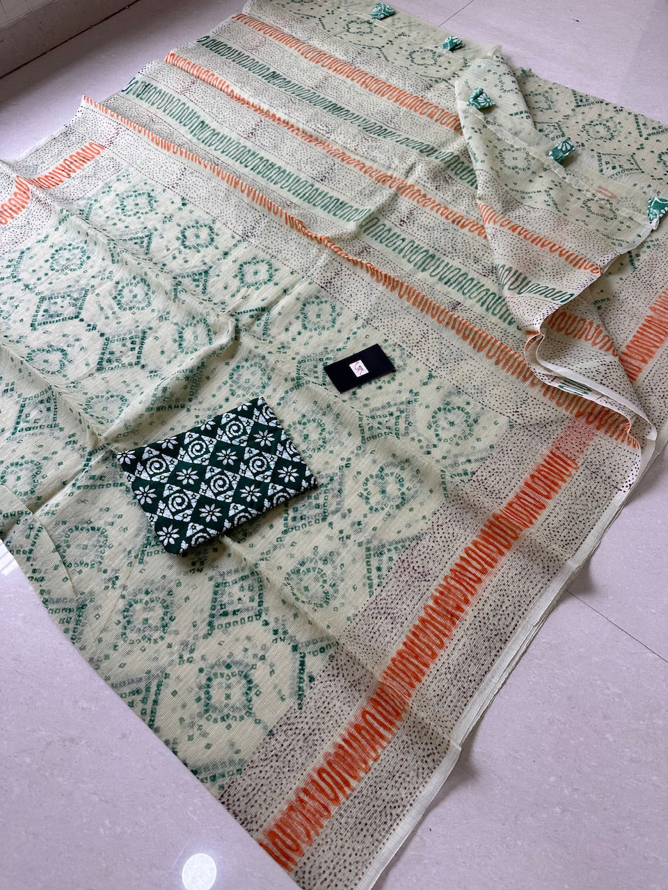 HandBlock Printed Kota Cotton Doria Saree