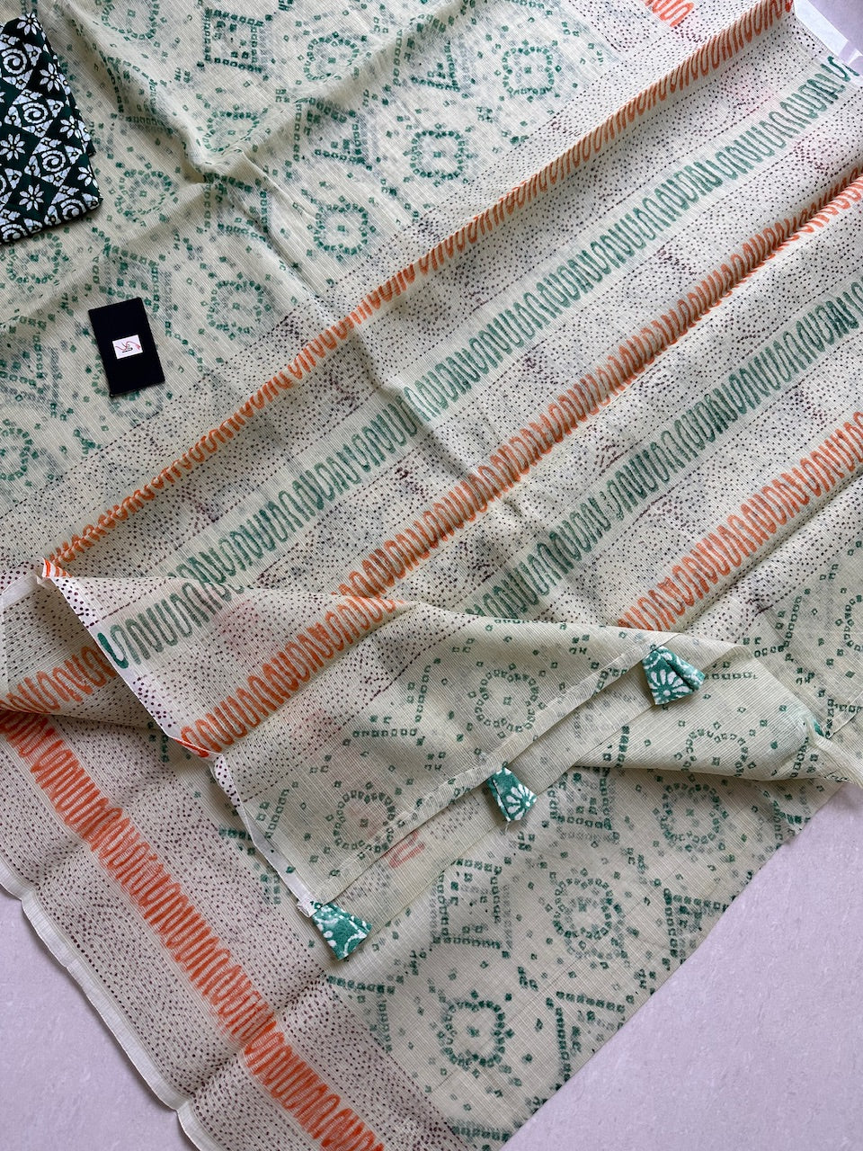 HandBlock Printed Kota Cotton Doria Saree