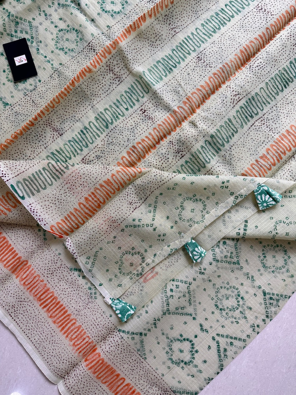 HandBlock Printed Kota Cotton Doria Saree