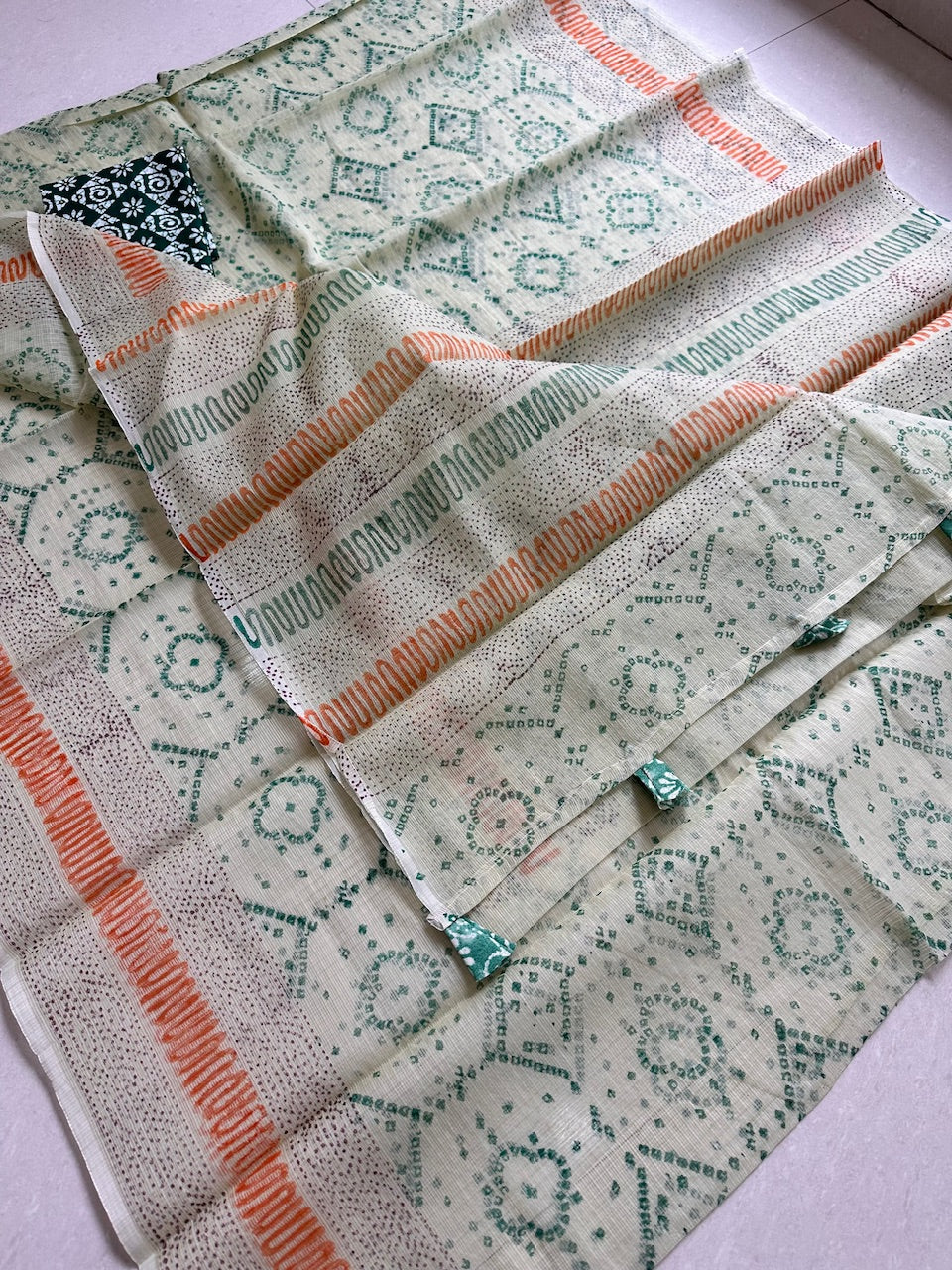 HandBlock Printed Kota Cotton Doria Saree