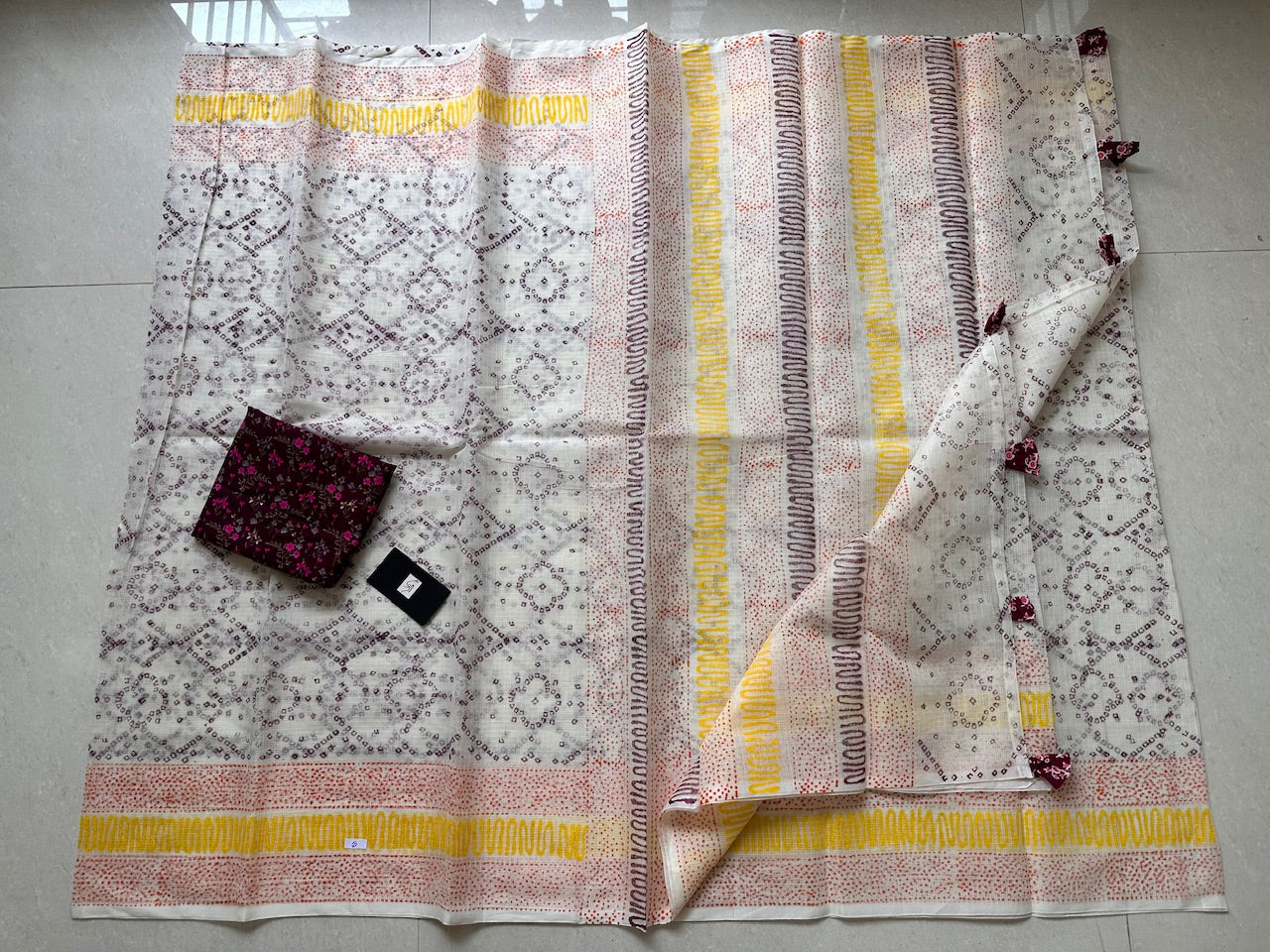 HandBlock Printed Kota Cotton Doria Saree