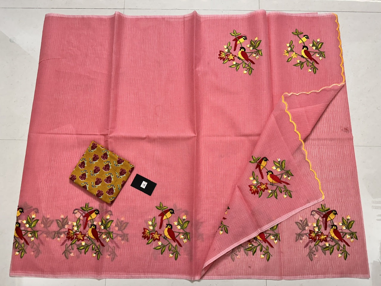 Embroidered Kota Cotton Doria Saree