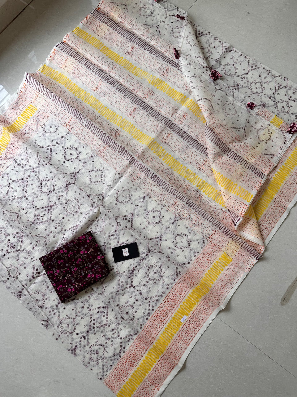 HandBlock Printed Kota Cotton Doria Saree