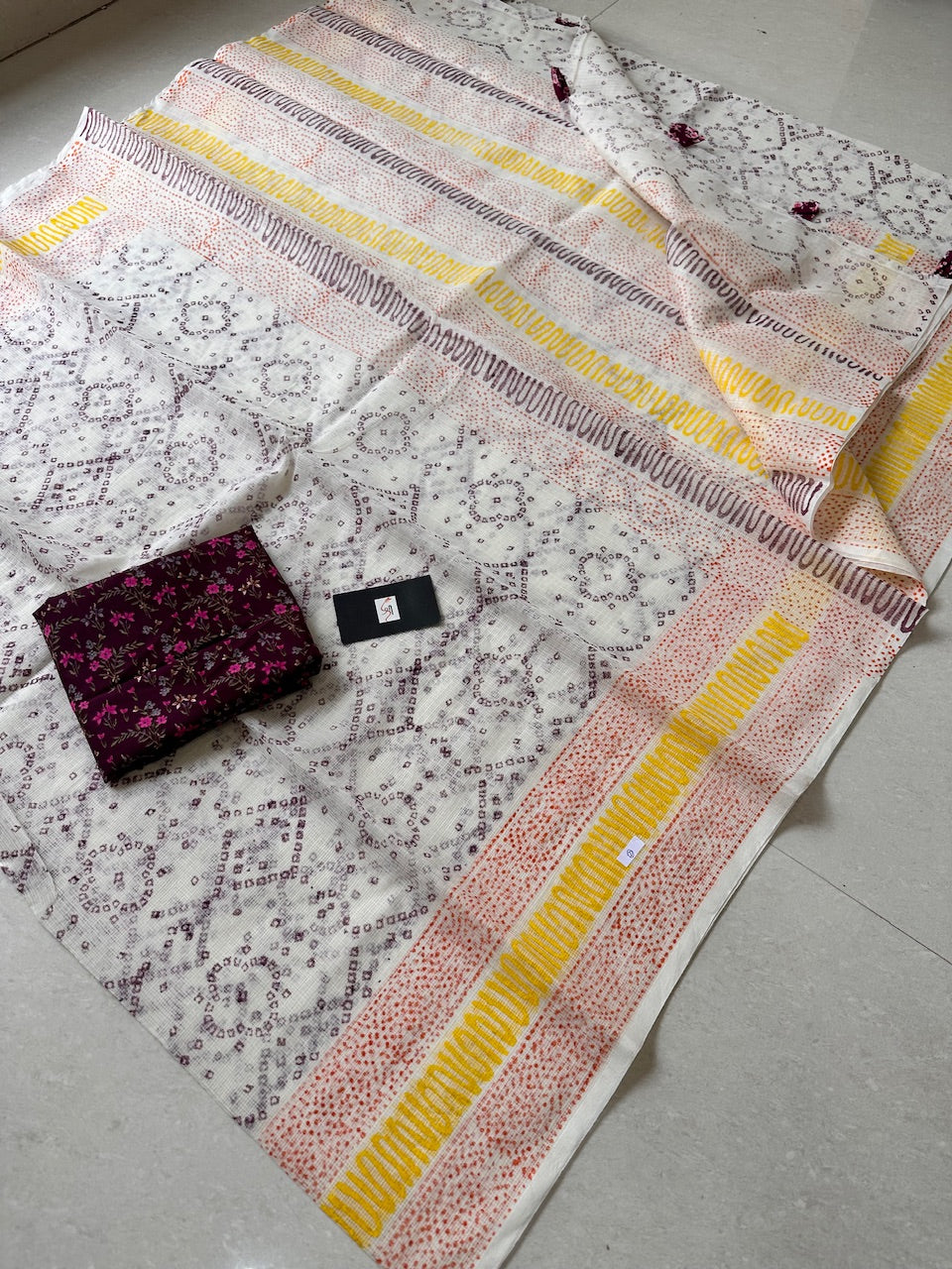 HandBlock Printed Kota Cotton Doria Saree