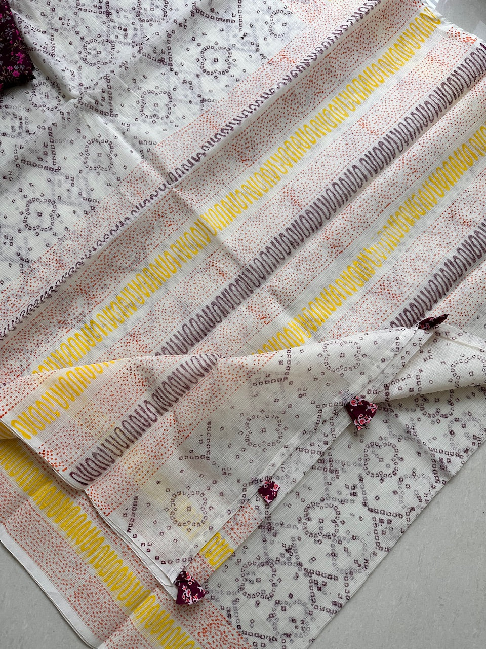 HandBlock Printed Kota Cotton Doria Saree