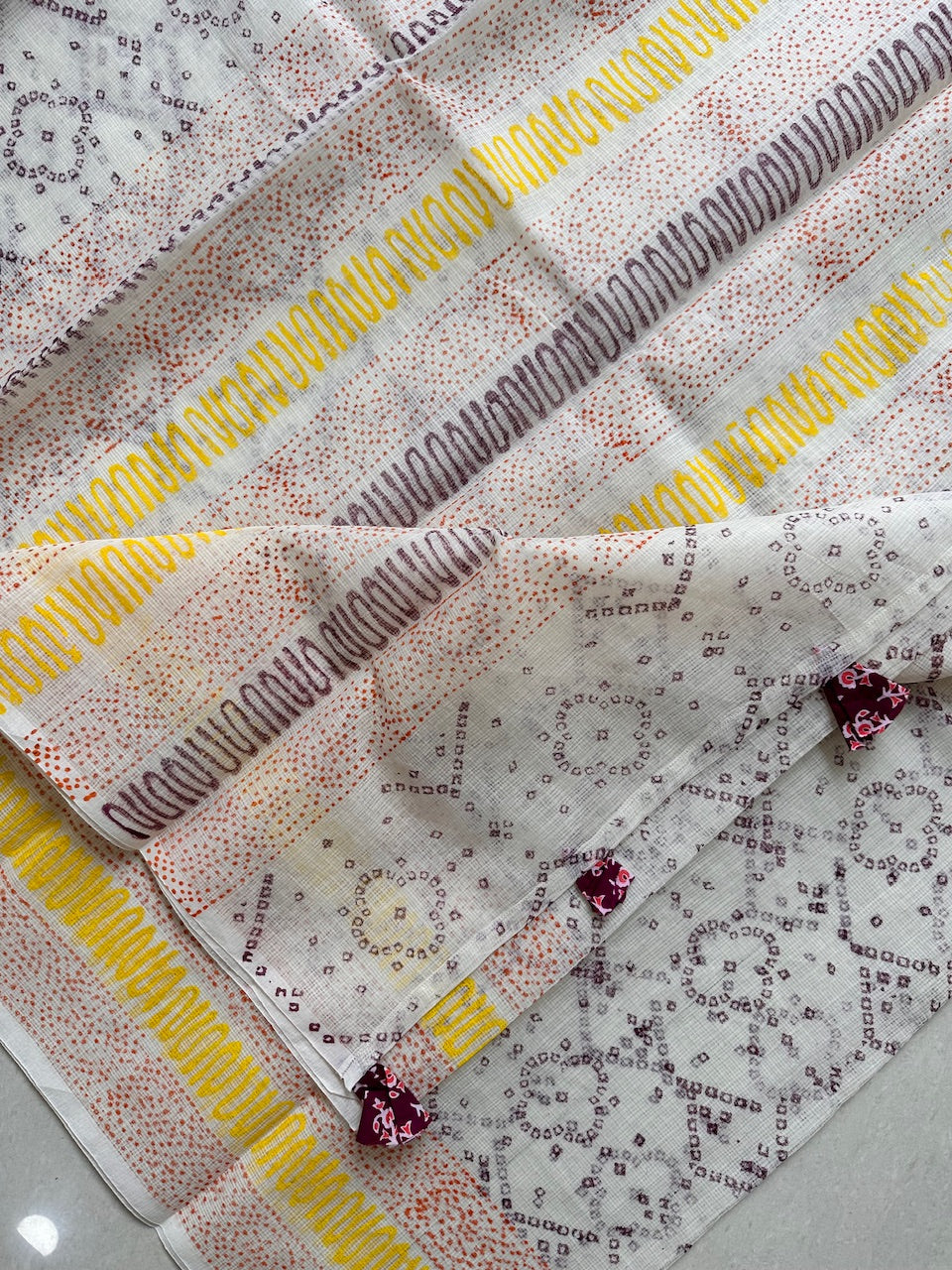 HandBlock Printed Kota Cotton Doria Saree