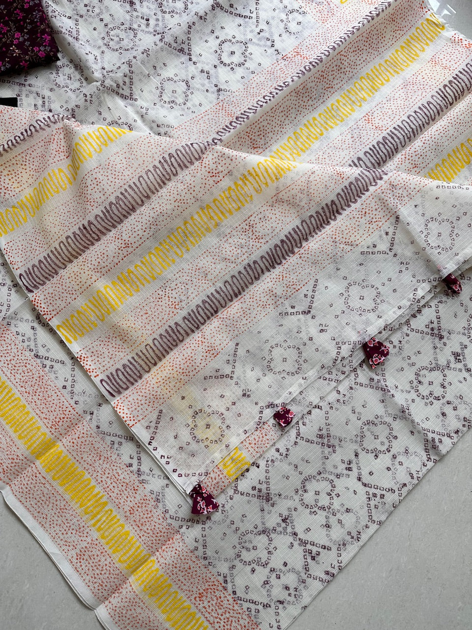 HandBlock Printed Kota Cotton Doria Saree