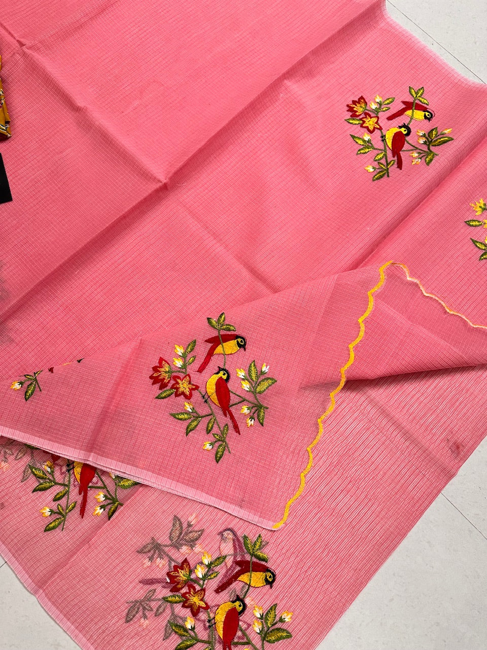 Embroidered Kota Cotton Doria Saree