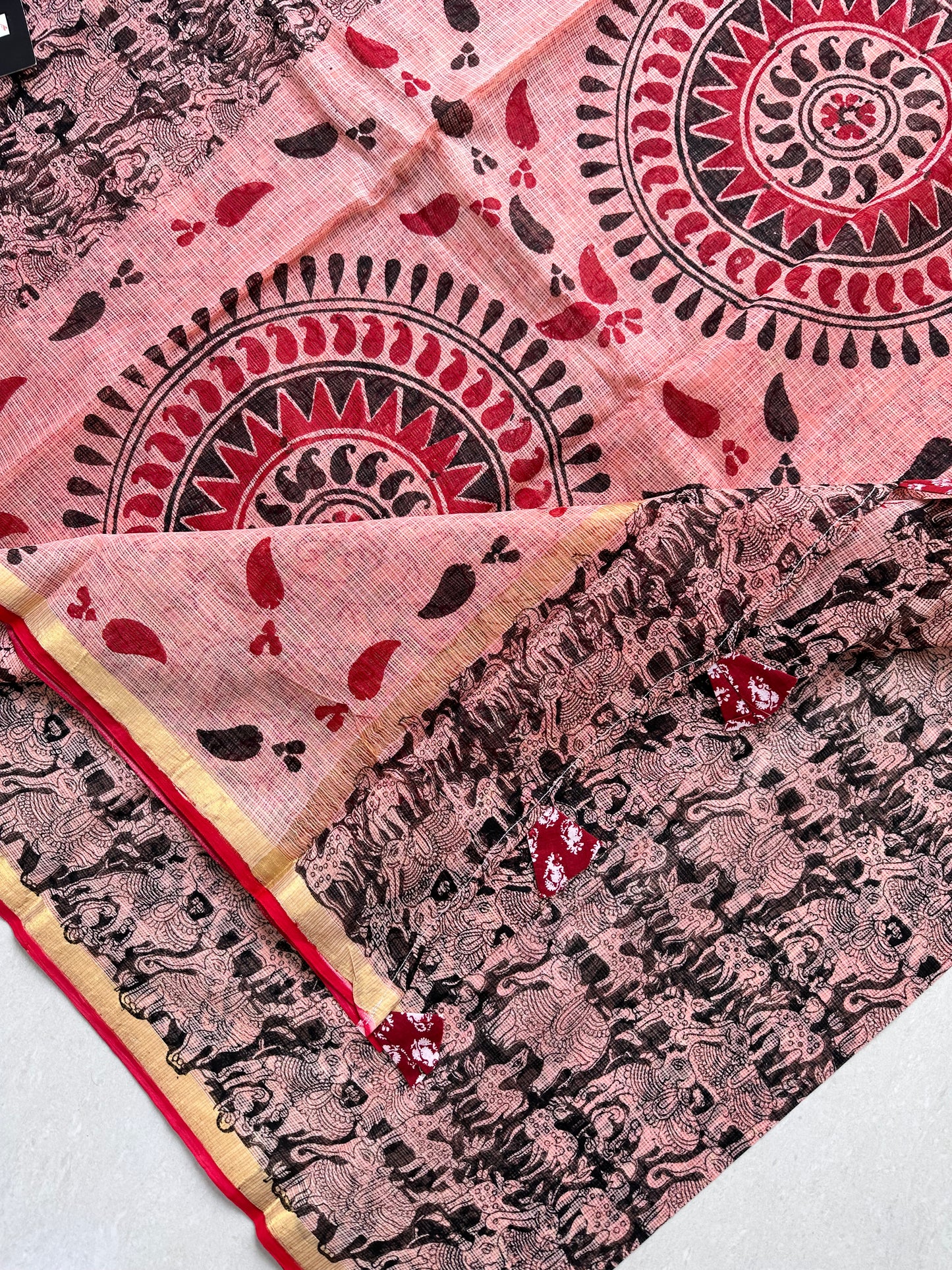 HandBlock Printed Pure Kota Cotton Doria Saree