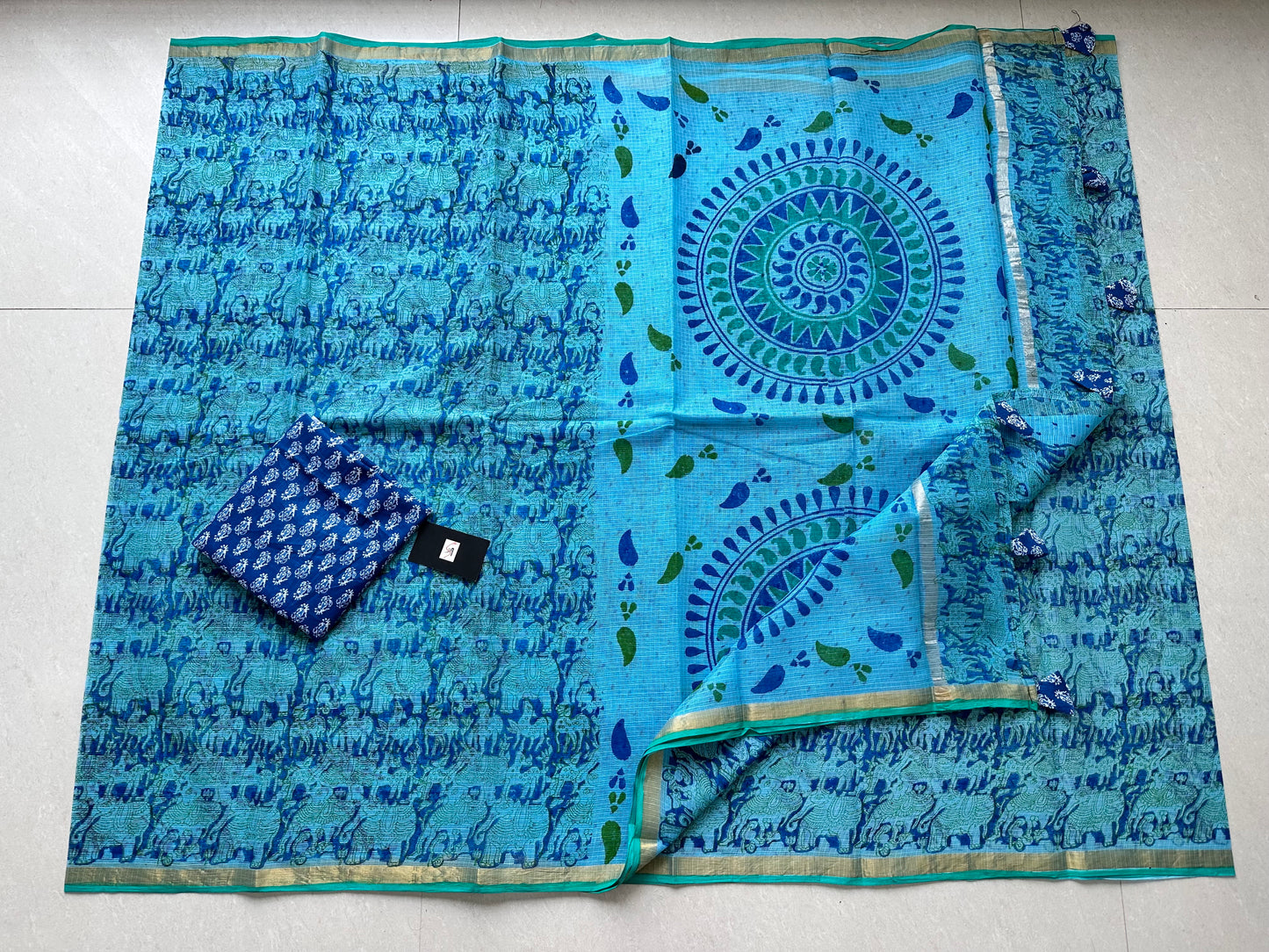 HandBlock Printed Pure Kota Cotton Doira Saree