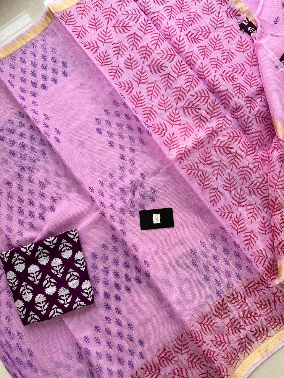 HandBlock Printed Kota Cotton Doria Saree