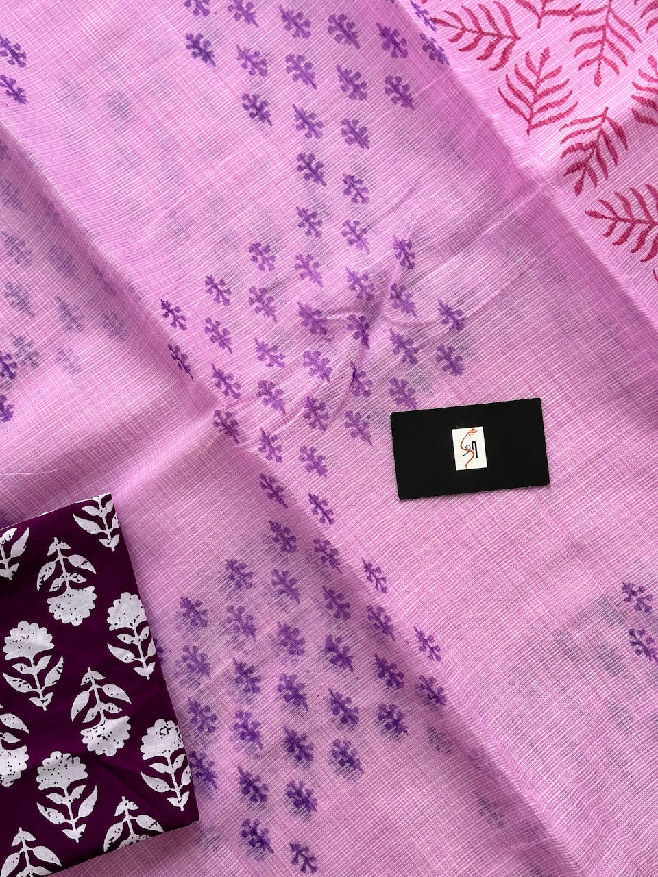 HandBlock Printed Kota Cotton Doria Saree