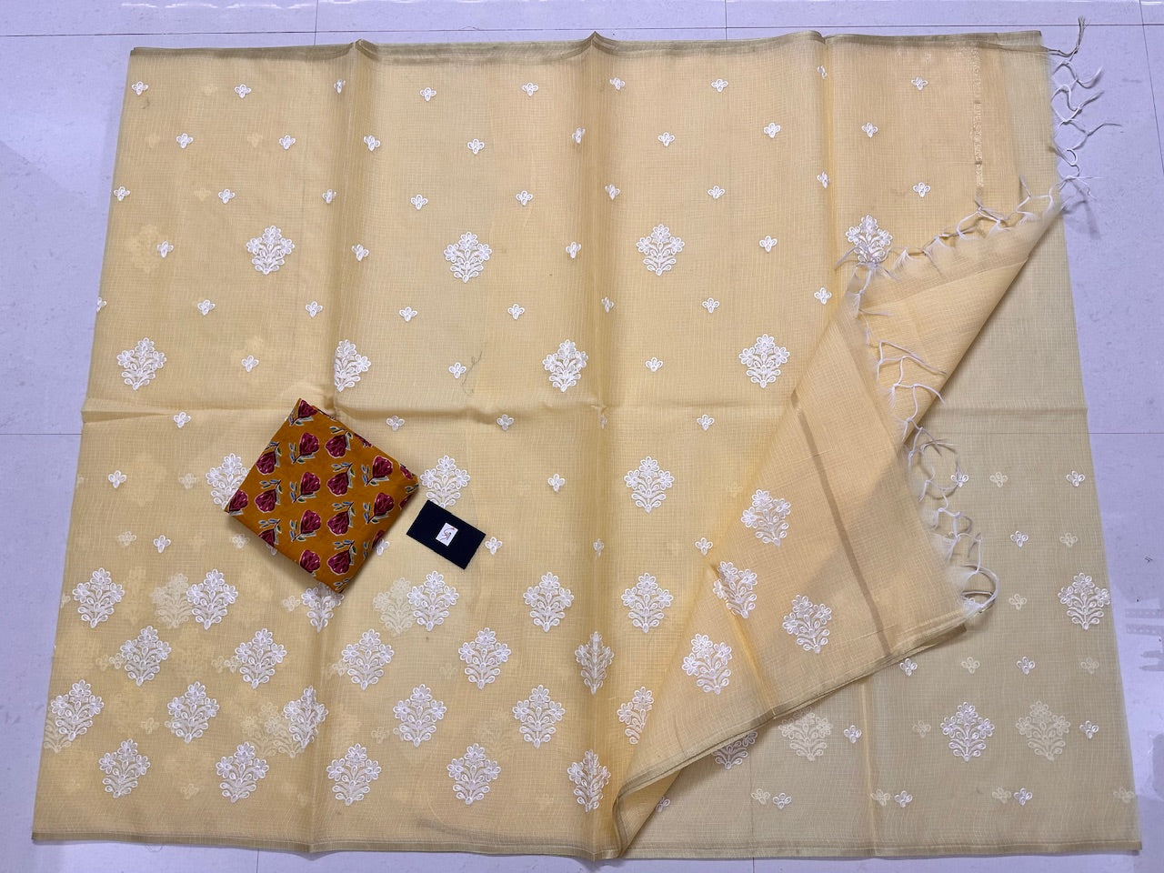 Embroidered Kota Cotton Doria Saree