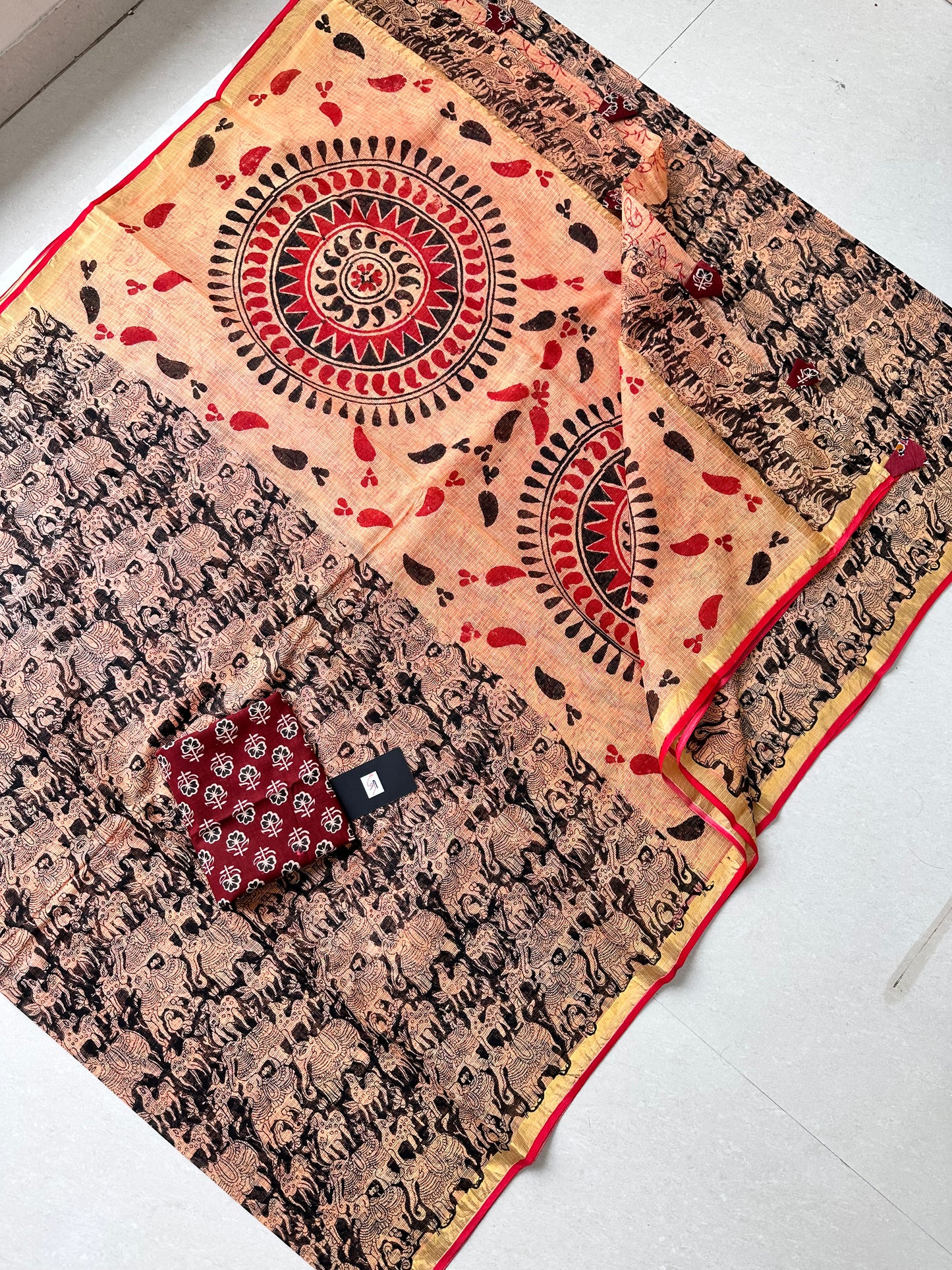 HandBlock Printed Kota Cotton Doria Saree