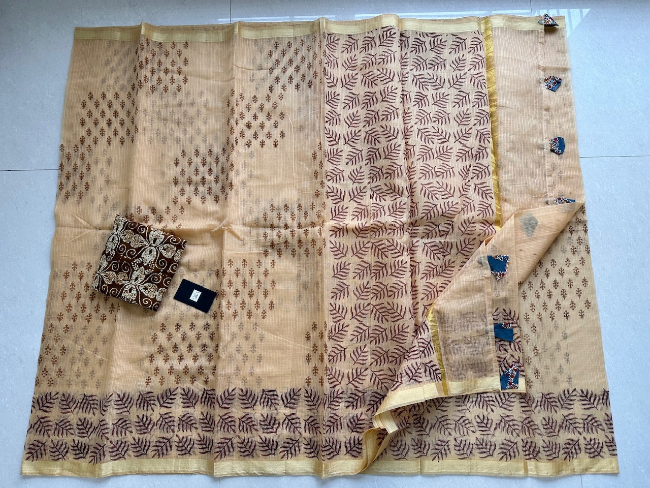 HandBlock Printed Kota Cotton Doria Saree