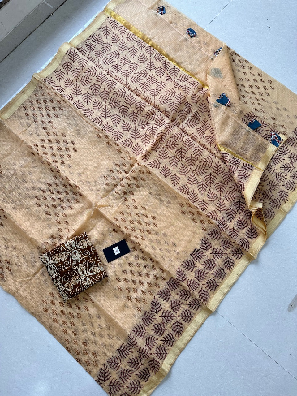 HandBlock Printed Kota Cotton Doria Saree