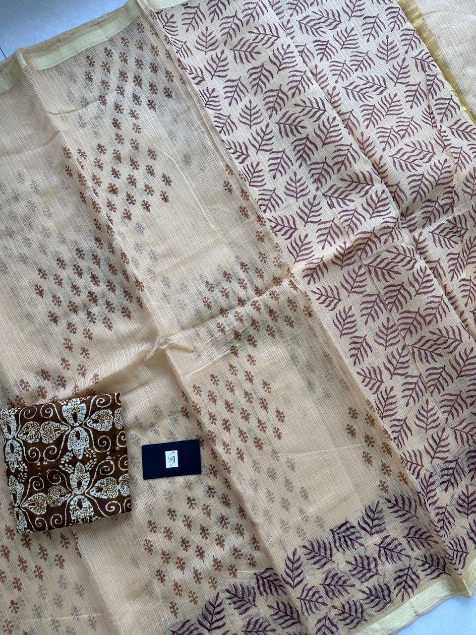 HandBlock Printed Kota Cotton Doria Saree