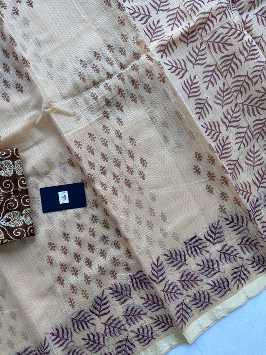 HandBlock Printed Kota Cotton Doria Saree