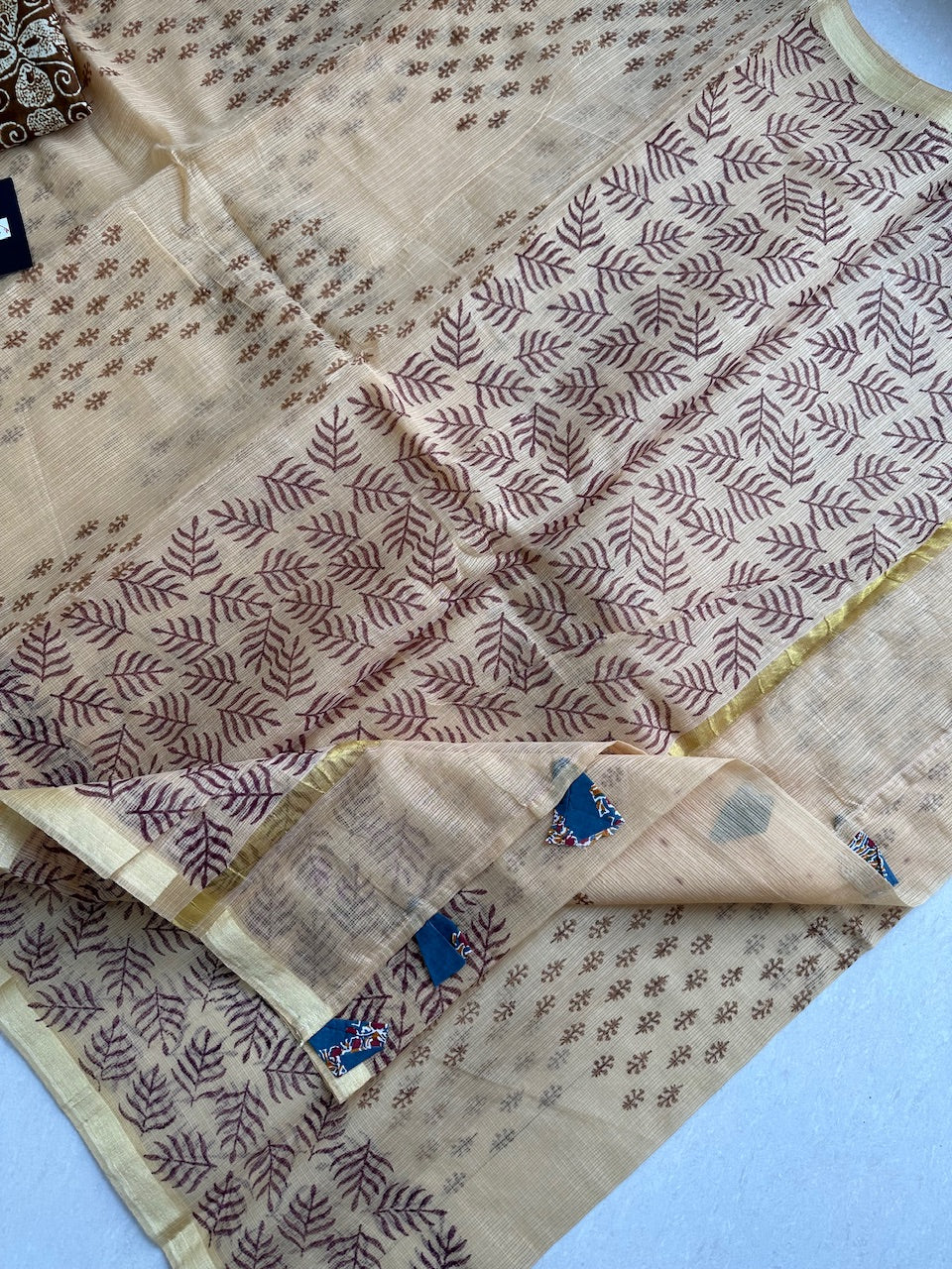 HandBlock Printed Kota Cotton Doria Saree