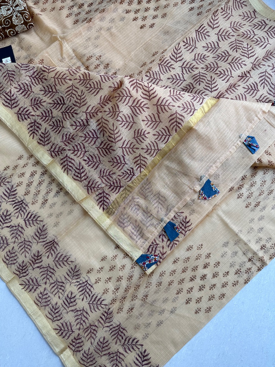 HandBlock Printed Kota Cotton Doria Saree