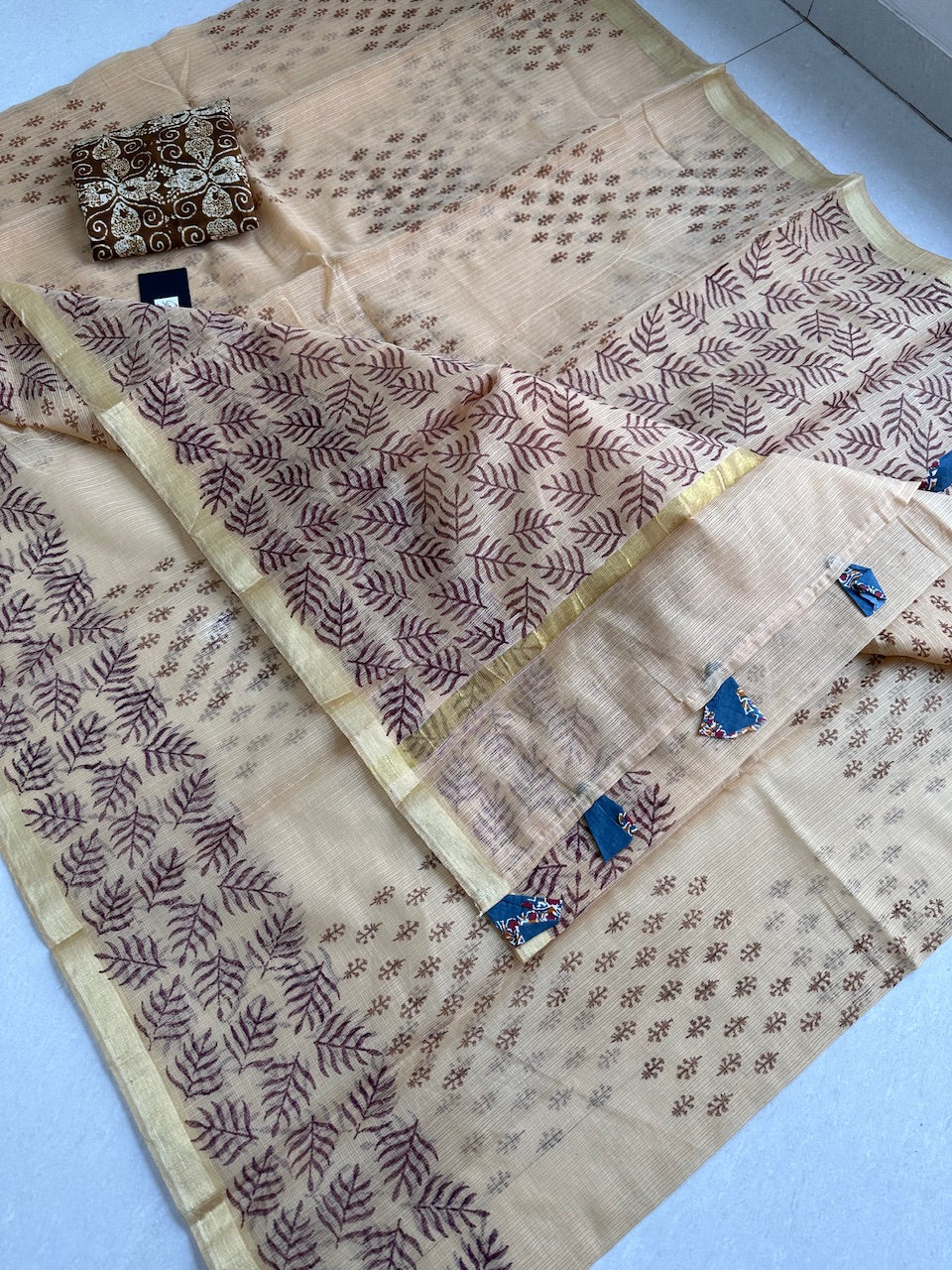 HandBlock Printed Kota Cotton Doria Saree