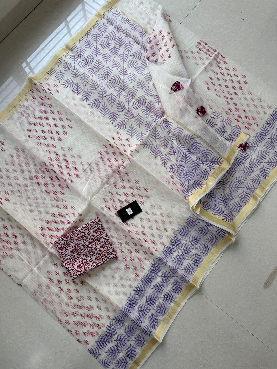 HandBlock Printed Kota Cotton Doria Saree