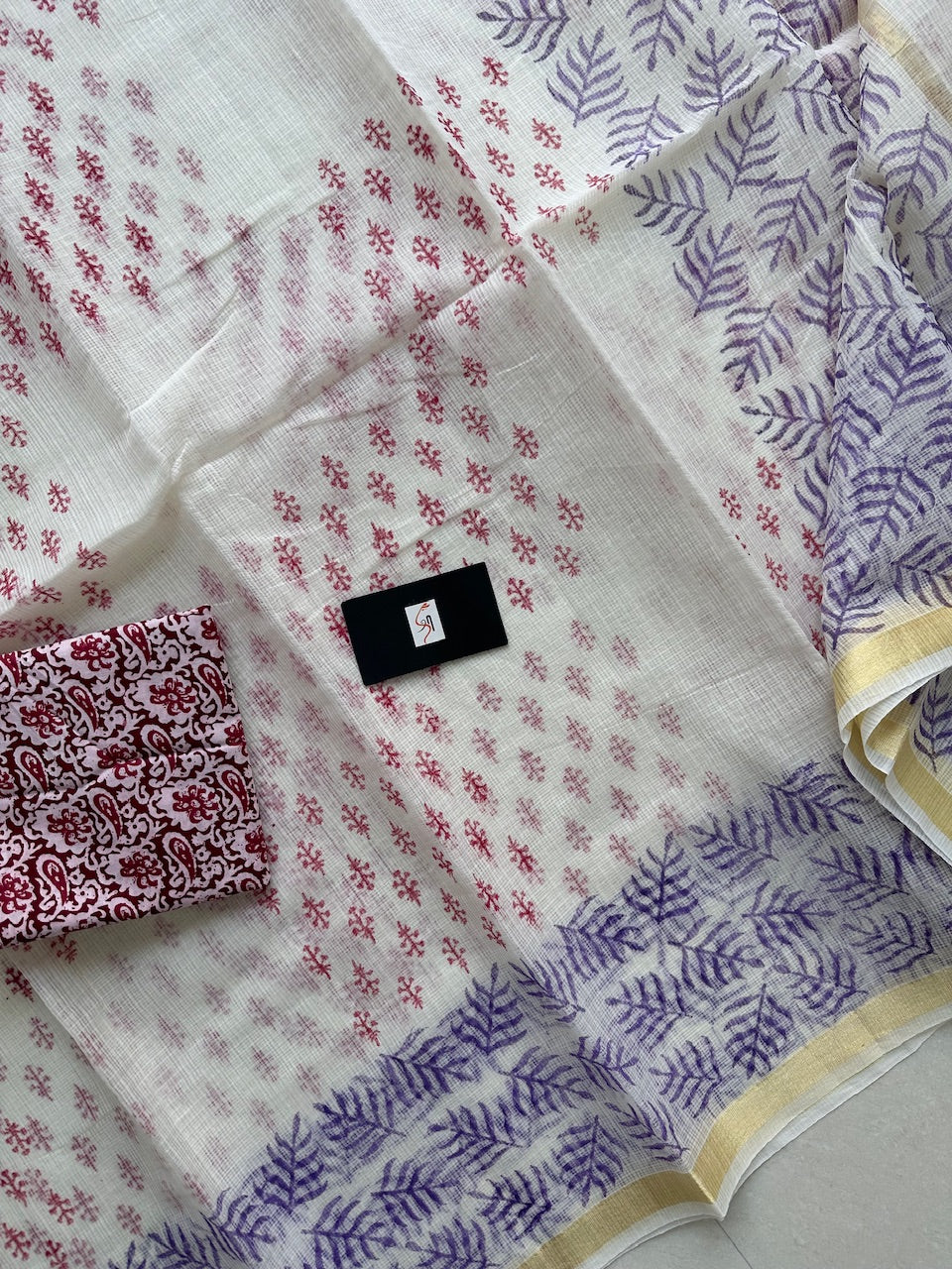 HandBlock Printed Kota Cotton Doria Saree