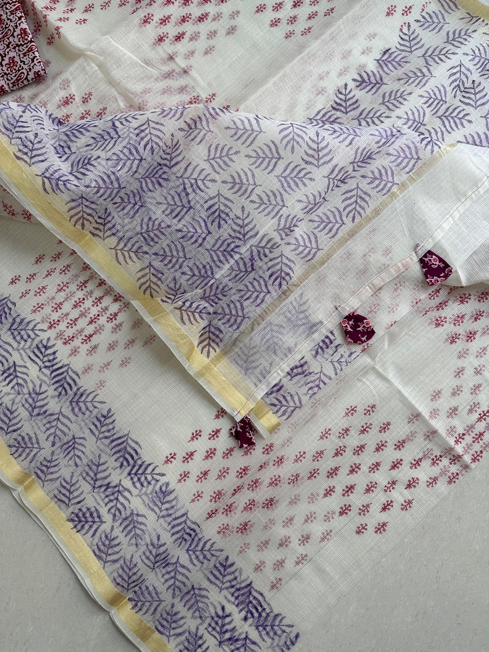 HandBlock Printed Kota Cotton Doria Saree