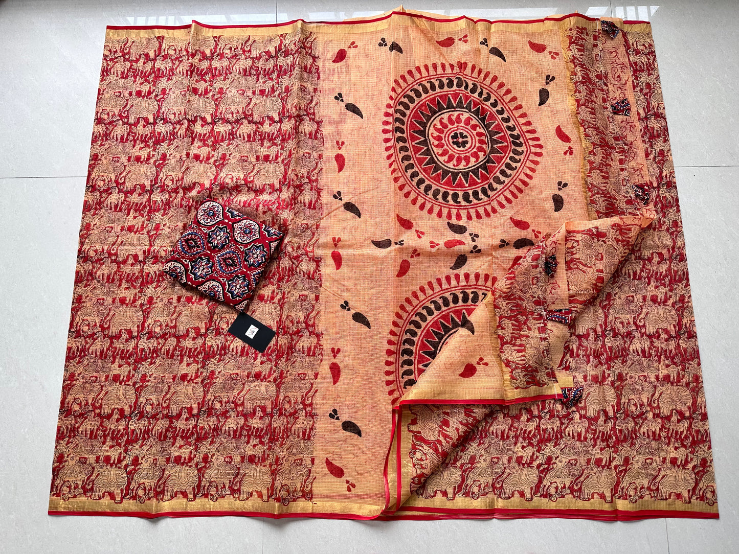 HandBlock Printed Kota Cotton Doria Saree