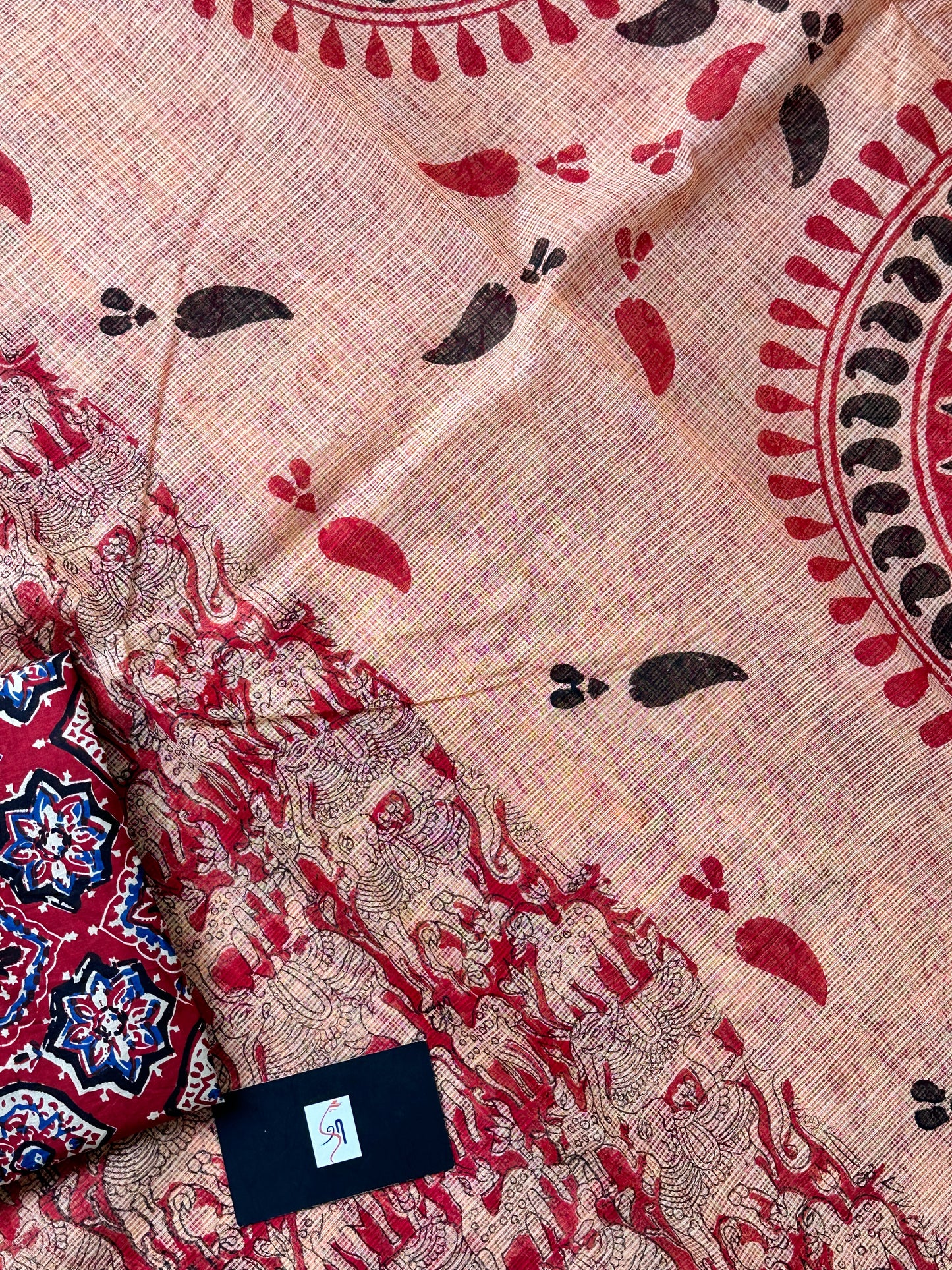 HandBlock Printed Kota Cotton Doria Saree