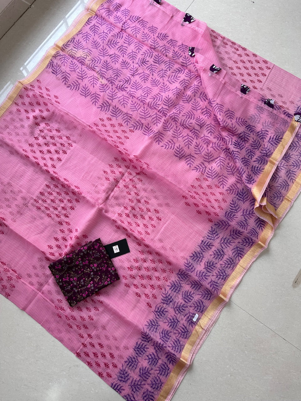 HandBlock Printed Kota Cotton Doria Saree