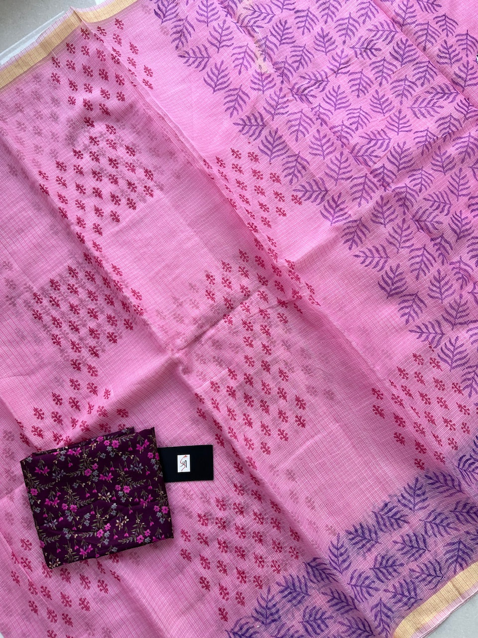 HandBlock Printed Kota Cotton Doria Saree