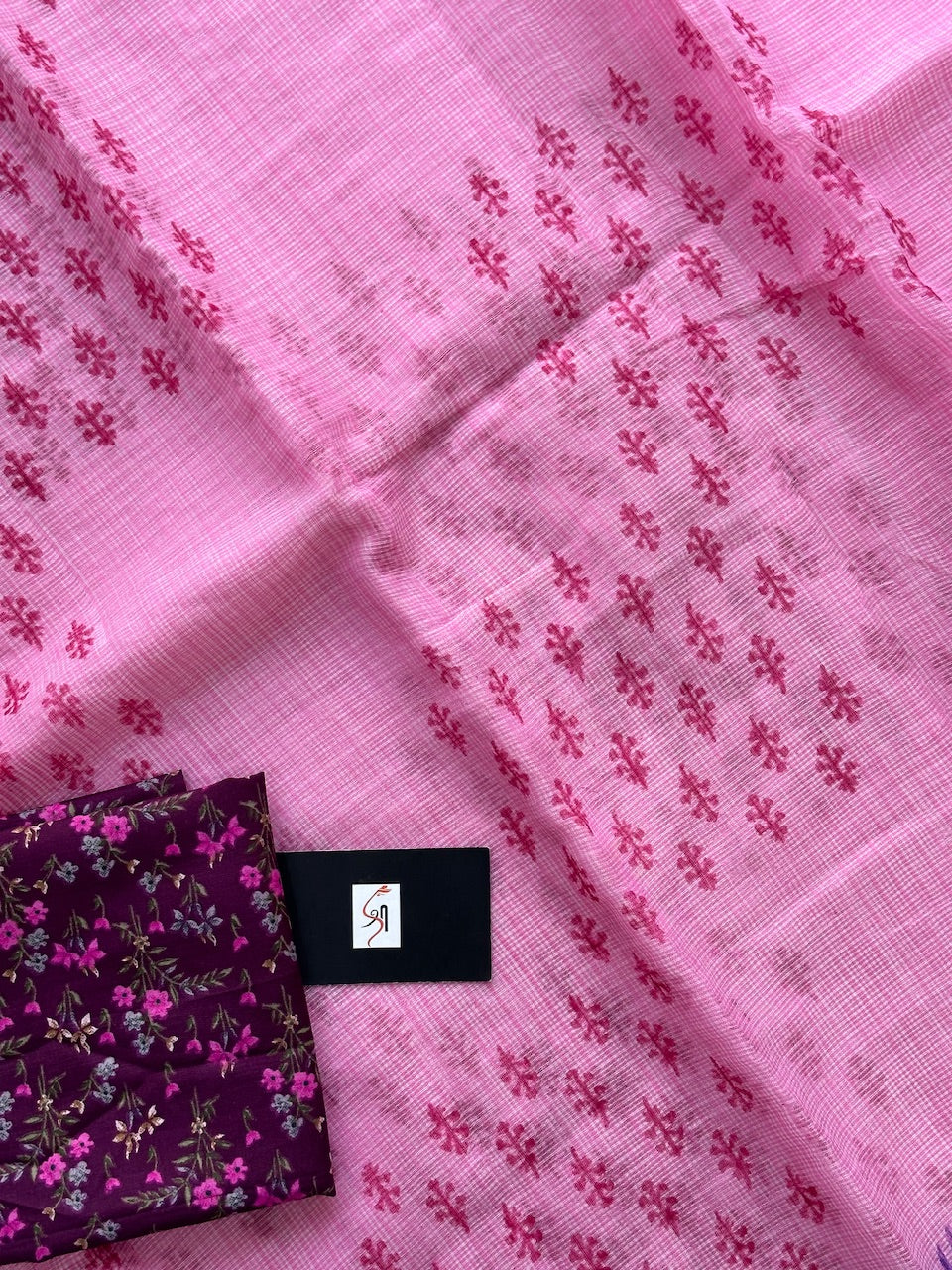 HandBlock Printed Kota Cotton Doria Saree