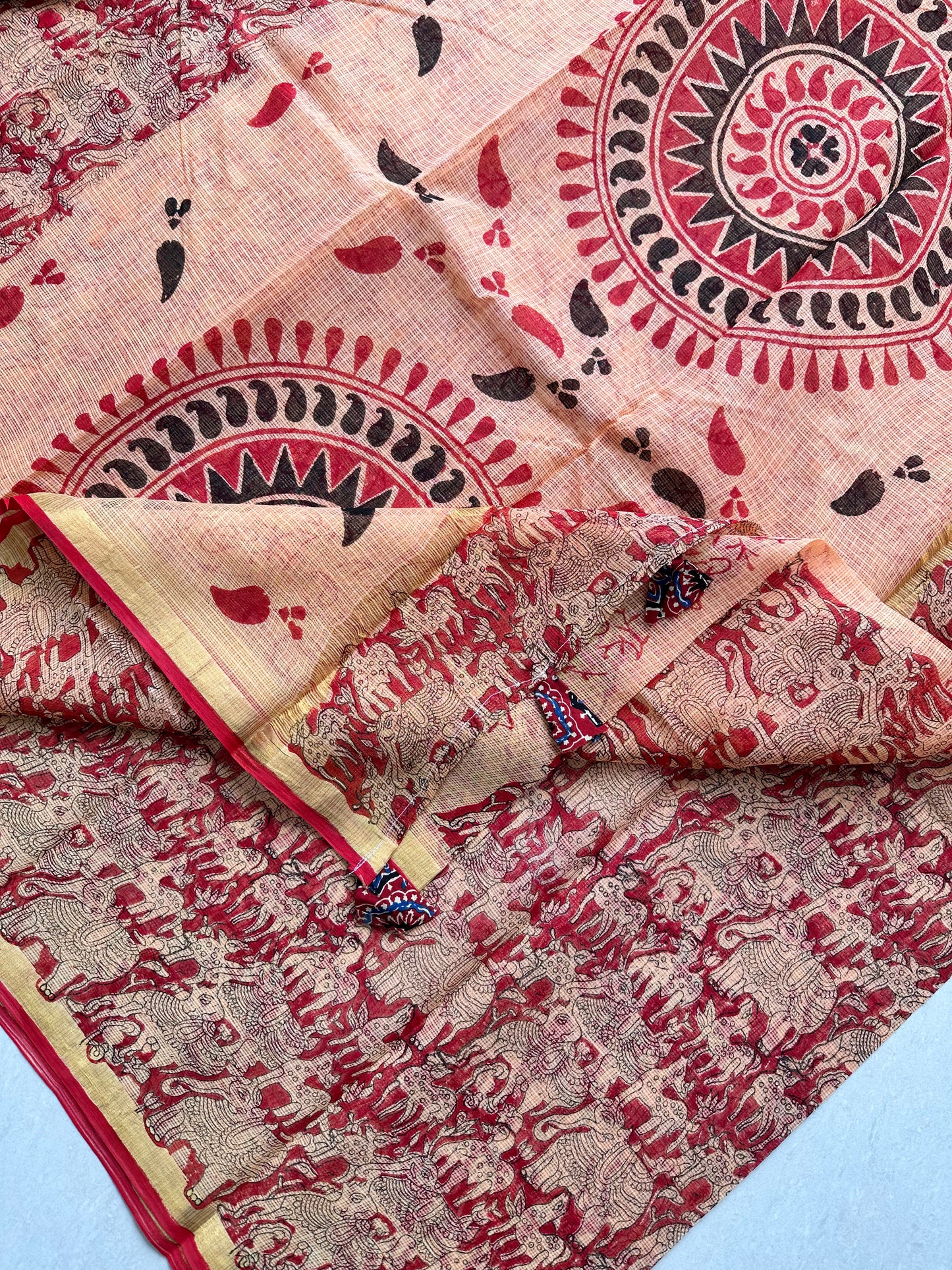 HandBlock Printed Kota Cotton Doria Saree